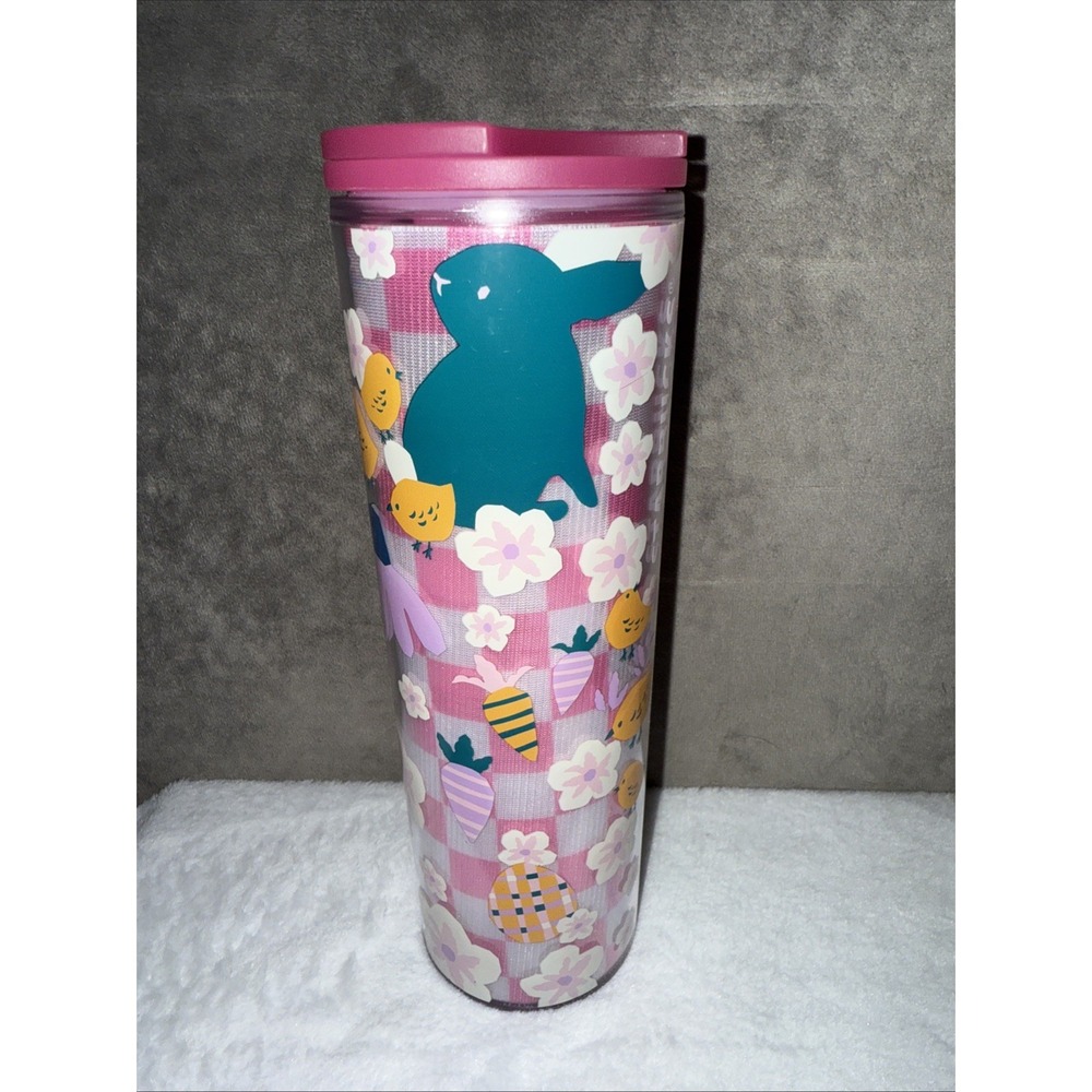 Starbucks 2023 Pink Floral Bunny Chicks Easter Travel Tumbler‎ Cup 16oz NWT
